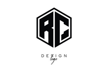 RC Polygon Monogram Logo – Modern Hexagon Shield Emblem for Creative Branding & Identity Design