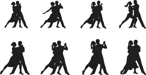 Silhouette couple dancing tango, ballroom performance, romantic dance, passion movement, elegant style, cultural tradition, artistic expression, partner choreography, stage entertainment, 