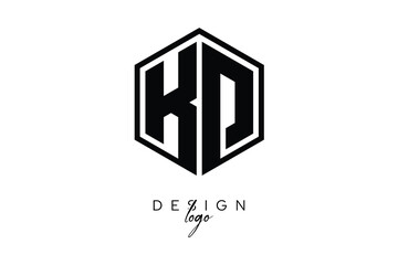 KD Polygon Monogram Logo – Modern Hexagon Shield Emblem for Creative Branding & Identity Design