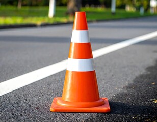 Orange traffic cone on asphalt
