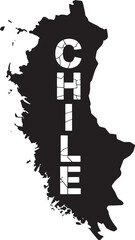 Chile Country Map Silhouette with Vertical Cracked Typography Design on Transparent Backdrop