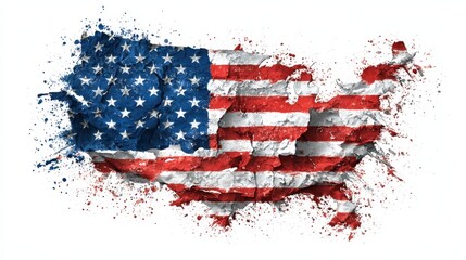 Worn and Weathered American Flag Illustration - A Grunge Tribute to Patriotism