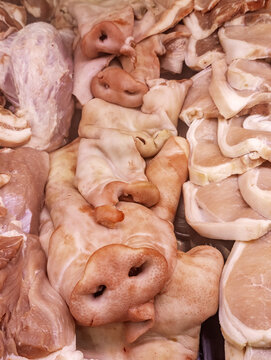 Pig in a butcher shop