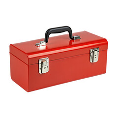 Modern red metal toolbox with sturdy handle and secure latches for convenient tool organization