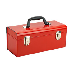 Red metal toolbox with handle and locks perfect for tools storage and portable organization needs