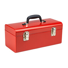 Sturdy red toolbox with black handle and metal locks for organized tool storage and easy portability