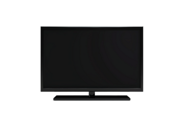 Modern Television Displaying a Blank Black Screen on White Background