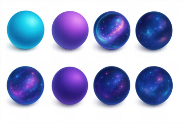 Vibrant digital spheres featuring cosmic and gradient designs
