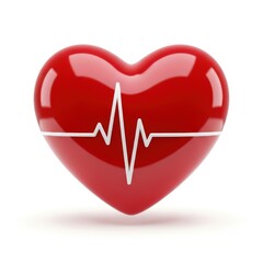 Red heart with heartbeat line, symbol of health and love.