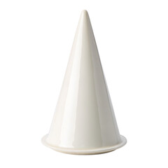Fototapeta premium White confectionery funnel with smooth surface used in baking and cake decorating on black backdrop