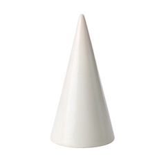 White cone object on black background minimal design elegance modern art sculpture geometry