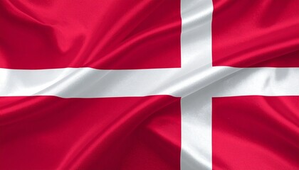 Fototapeta premium Denmark’s Dannebrog flag with red field and white Nordic cross—shifted geometry evokes Christianity, legacy, and symbolic unity in bold minimalist national heritage composition.
