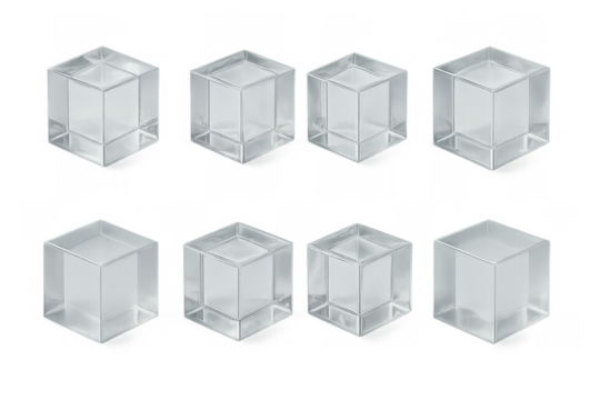 Transparent cube designs with shadow variations in 3d arrangement