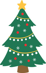 Green Christmas Tree clipart isolated. 
Christmas Trees with Star Decorations flat Vector Illustration.
Transparent background.svg.