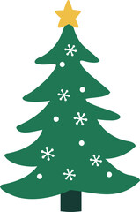 Green Christmas Tree clipart isolated. 
Christmas Trees with Star Decorations flat Vector Illustration.
Transparent background.svg.