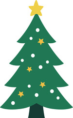 Green Christmas Tree clipart isolated. 
Christmas Trees with Star Decorations flat Vector Illustration.
Transparent background.svg.