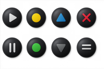 Modern 3d button icons set for multimedia apps and interfaces
