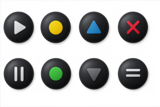 Modern 3d button icons set for multimedia apps and interfaces