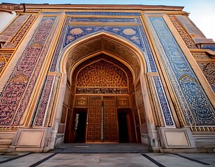Obraz premium Ornate archway facade of a historical building