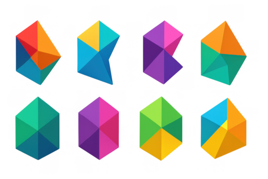 Geometric low poly abstract shapes in vibrant colors