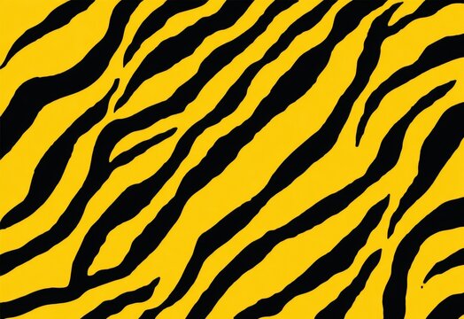 Vibrant Tiger Stripe Pattern with Bold Black and Bright Yellow Stripes Creating a Striking Visual Contrast and Energy