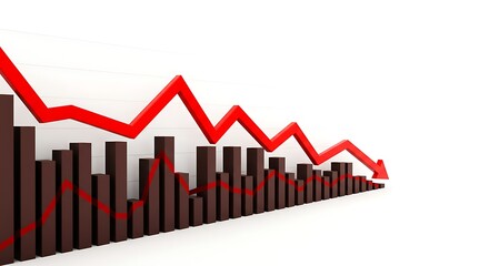 Downward Business Trend Chart with Red Arrow | Negative Economic Growth Illustration for Financial Reports and Presentations