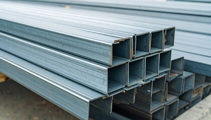 Obraz premium Stacked metal beams