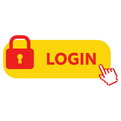 Secure Login Button with Padlock and Cursor for Website Access.