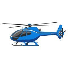 Blue helicopter flying in the sky transportation vehicle.