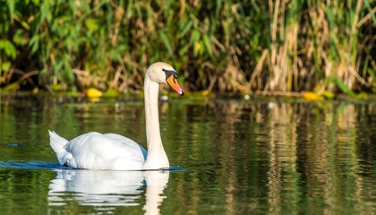 Fototapeta premium Swan on a calm river