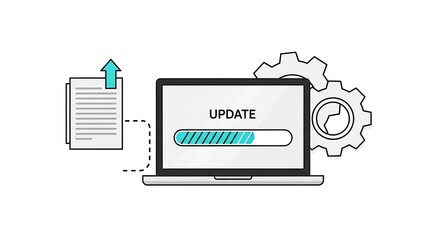 Laptop with update progress bar