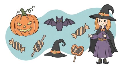 Halloween cartoon illustration collection