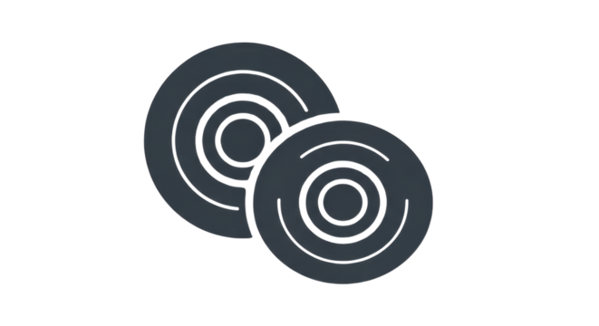 Two circular icons with concentric rings design isolated PNG with Transparent Background