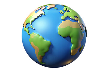 Fototapeta premium Realistic 3d render of planet earth with visible continents and oceans isolated isolated on transparent background