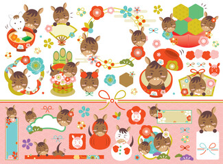 2026年 午年　正月のイラストセット_文字なし