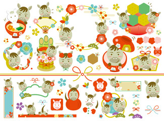 2026年 午年　正月のイラストセット_文字なし