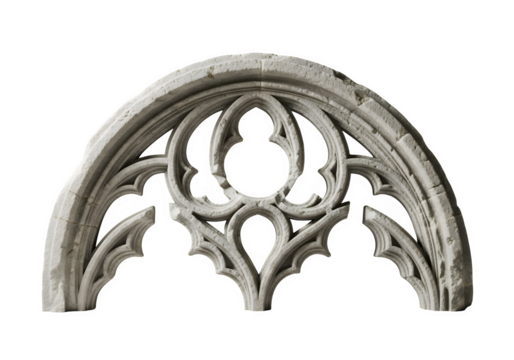 A gothic architectural detail isolated on transparent background, showcasing intricate stone carvings and a timeless design, perfect for historical projects - Powered by Adobe