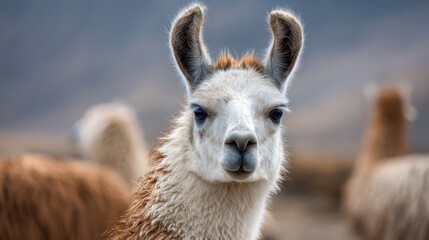Obraz premium Majestic Llama Closeup from Peru's Andes Region: Nature's Adorable Mammal on the Farm
