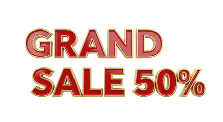 Fototapeta premium Grand Sale 50% off promotional advertisement isolated PNG with Transparent Background