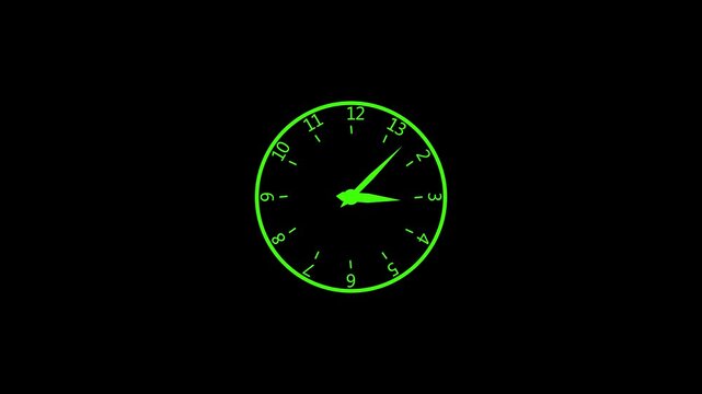 Digital clock face with green numbers on black background