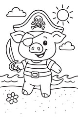 Pirate Pig Coloring Page for Kids