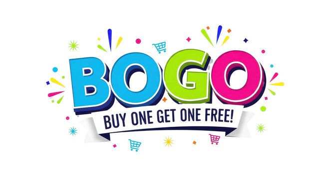 BOGO Buy One Get One Free commercial promotion isolated PNG with Transparent Background