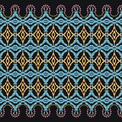 Geometric Ethnic Oriental Ikat Seamless Pattern Traditional Design for Background, Carpet, Wallpaper, Clothing, Wrapping