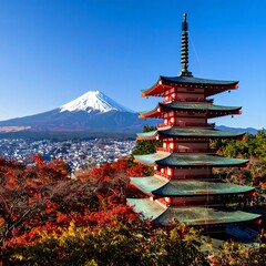 Pagoda with mountain view