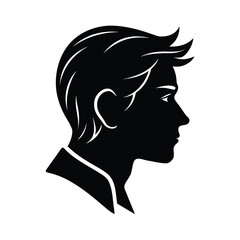 Man and Boy Face Profile Silhouette, Father and Son Face Silhouette, Male Child and Adult Profile Silhouette, Parent and Kid Face Outline, Family Face Profile Silhouette