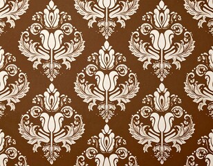 Obraz premium Ornate brown and cream damask pattern (1)