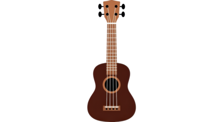 Brown ukulele musical instrument isolated PNG with Transparent Background