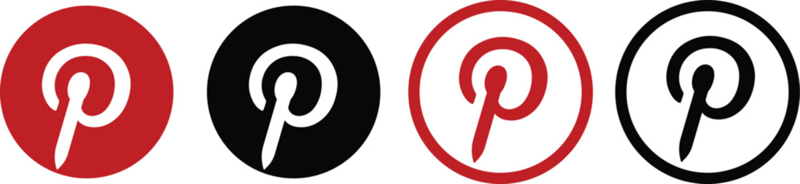 pinterest logo icon on a transparent background. Social media Pinterest app symbol. Social media icon png download. Editorial use. EPS 10
