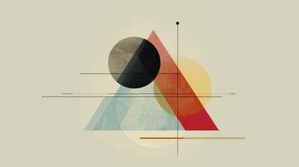 Abstract circle and triangle balance, Bauhaus-inspired minimalism.