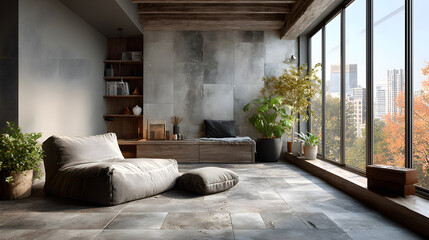 soft gray room background grey floor backdrop,generative ai